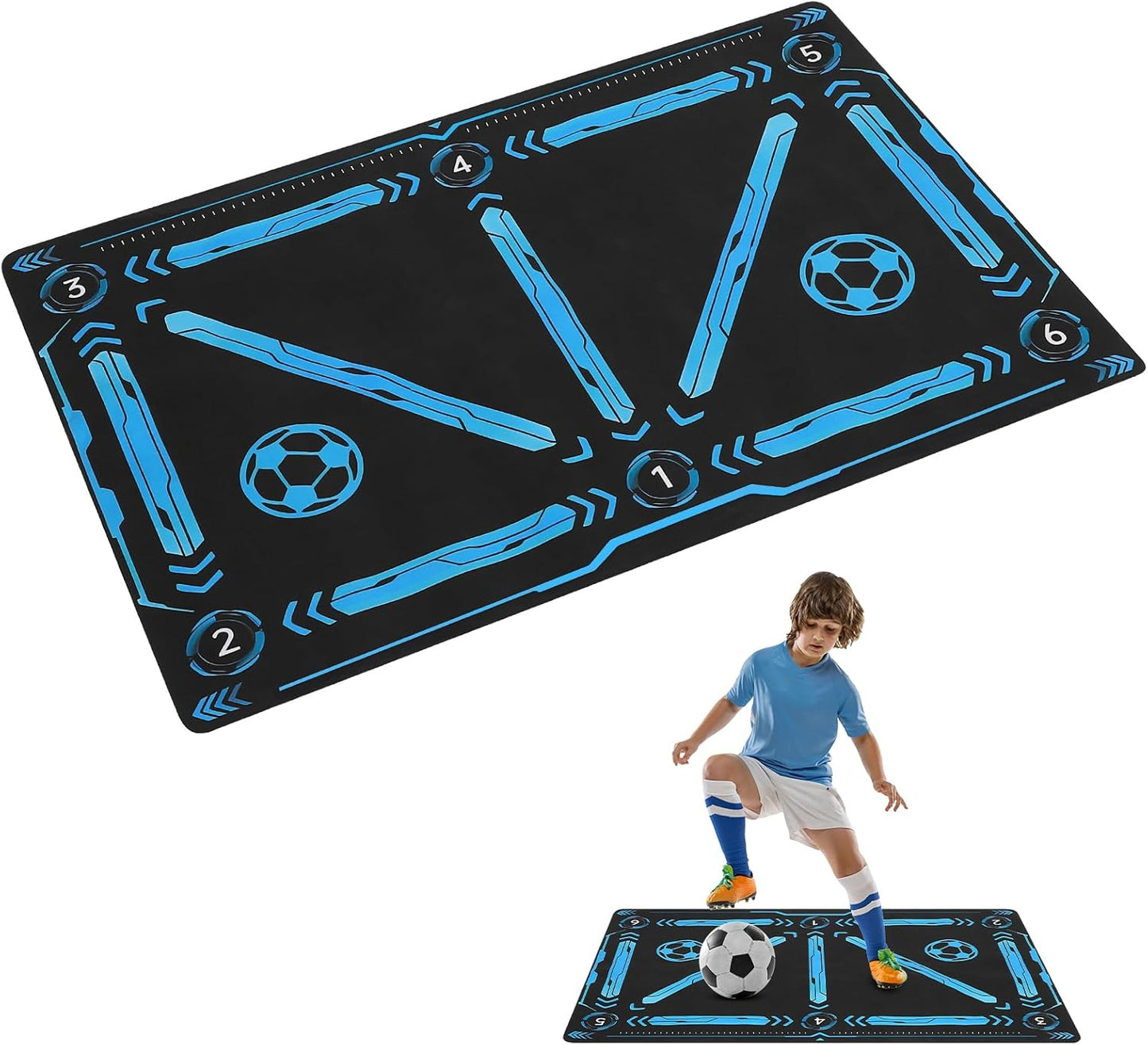 Soccer Training Mat, Football Footstep Training Mat, Agility Footstep Training Equipment for All Levels and Ages to Improve Speed, Good Gift for Football Lover