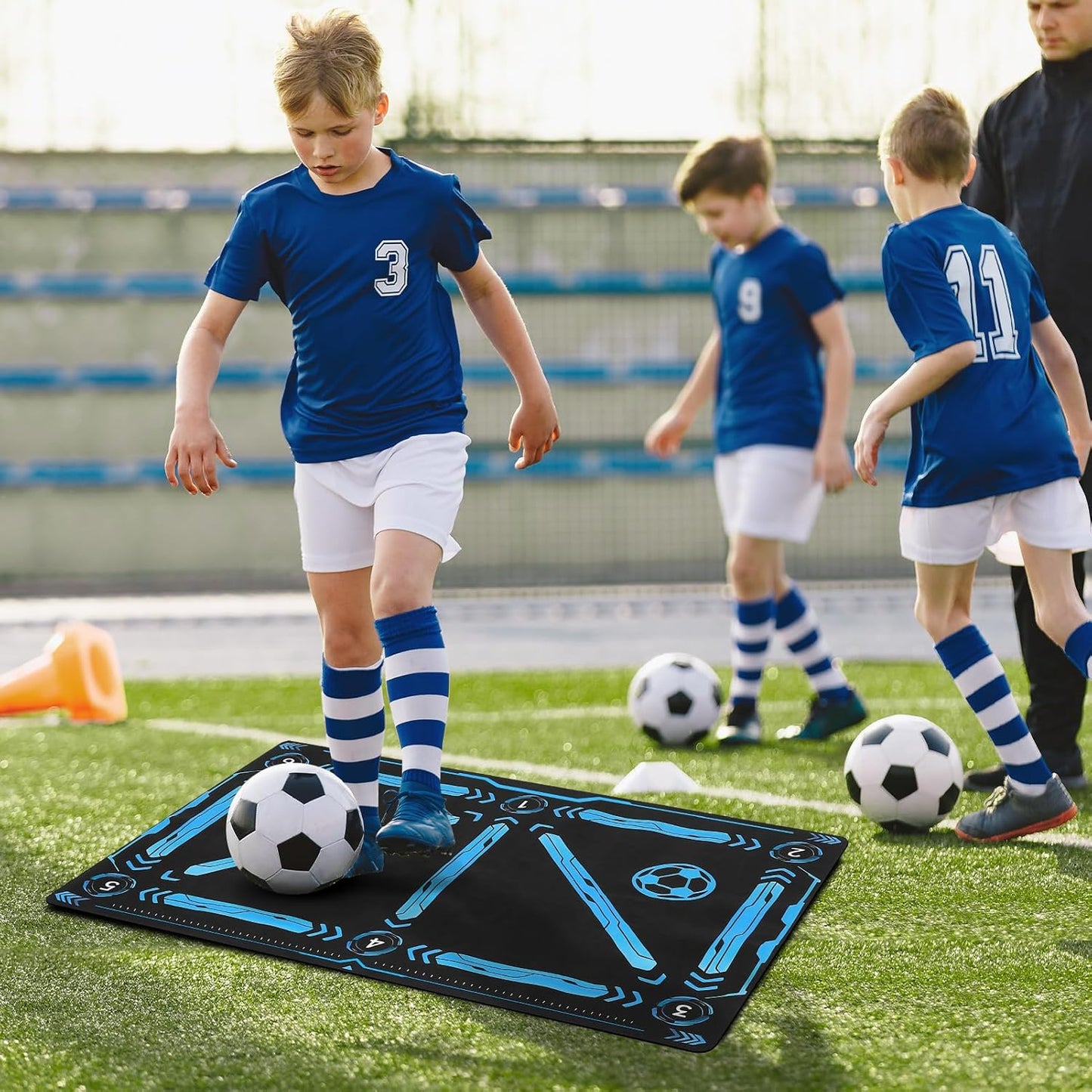 Soccer Training Mat, Football Footstep Training Mat, Agility Footstep Training Equipment for All Levels and Ages to Improve Speed, Good Gift for Football Lover