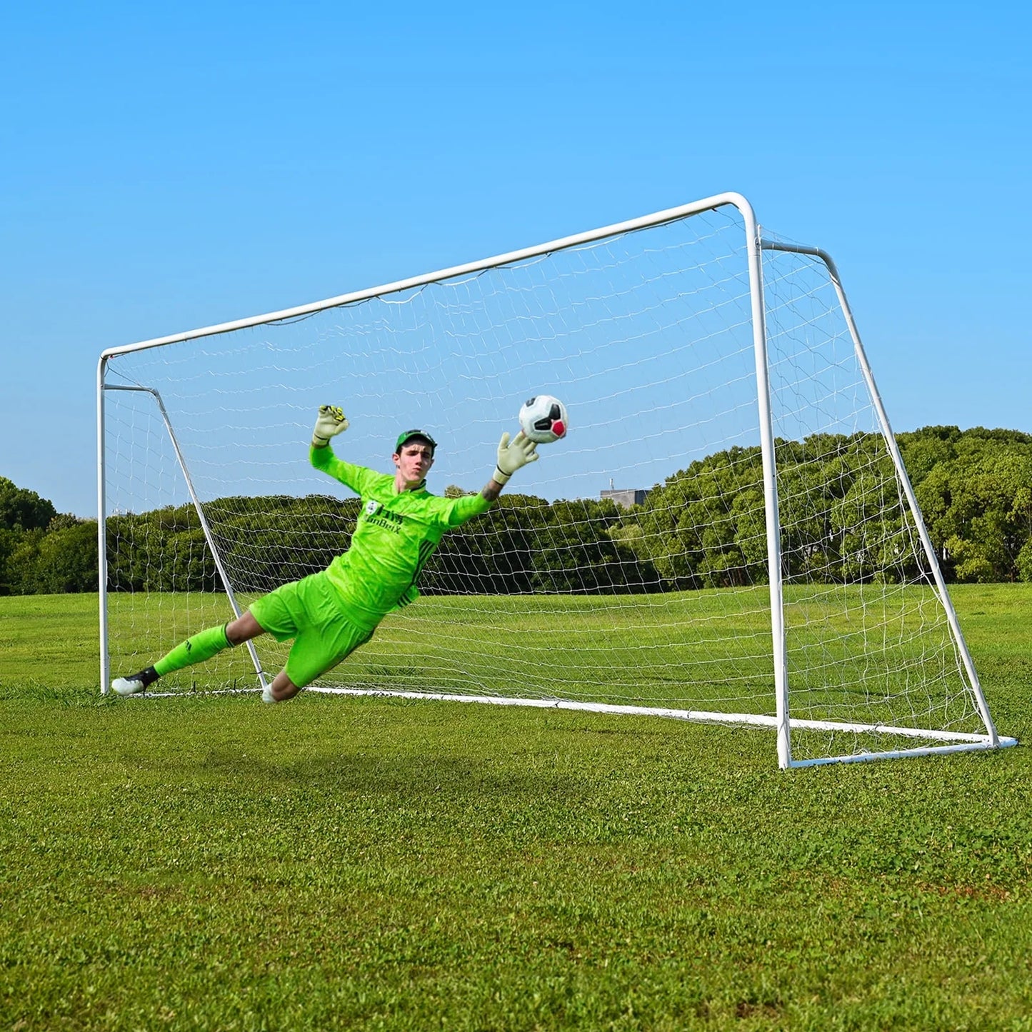 Steel Soccer Goal, 24' X 8' for Backyard, Portable Professional Training Goal, 1.97” Frame