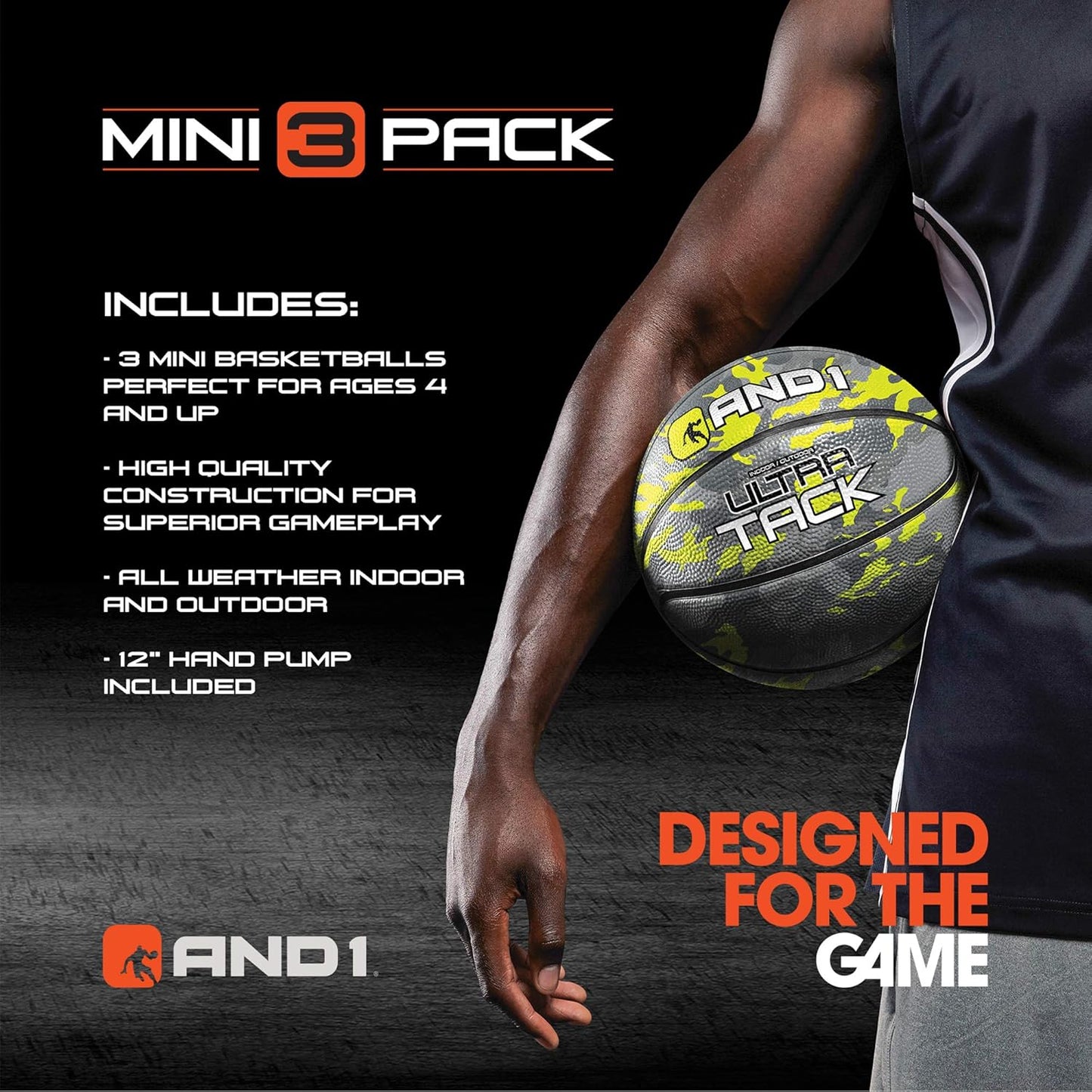 Mini Basketball 3 Pack Set for Kids (Deflated W/Pump Included): - Size 3 7-Inch Premium Youth Size Basketballs, Easy to Grip