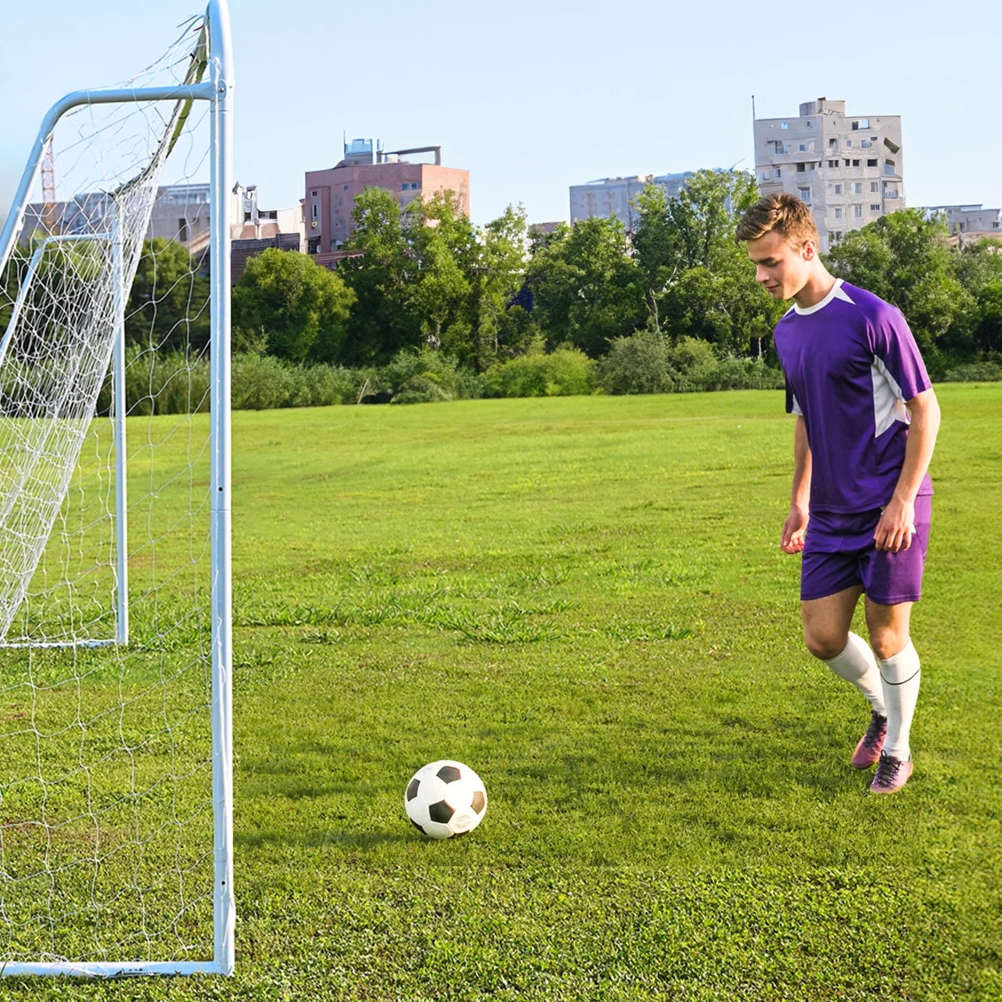 Steel Soccer Goal, 24' X 8' for Backyard, Portable Professional Training Goal, 1.97” Frame