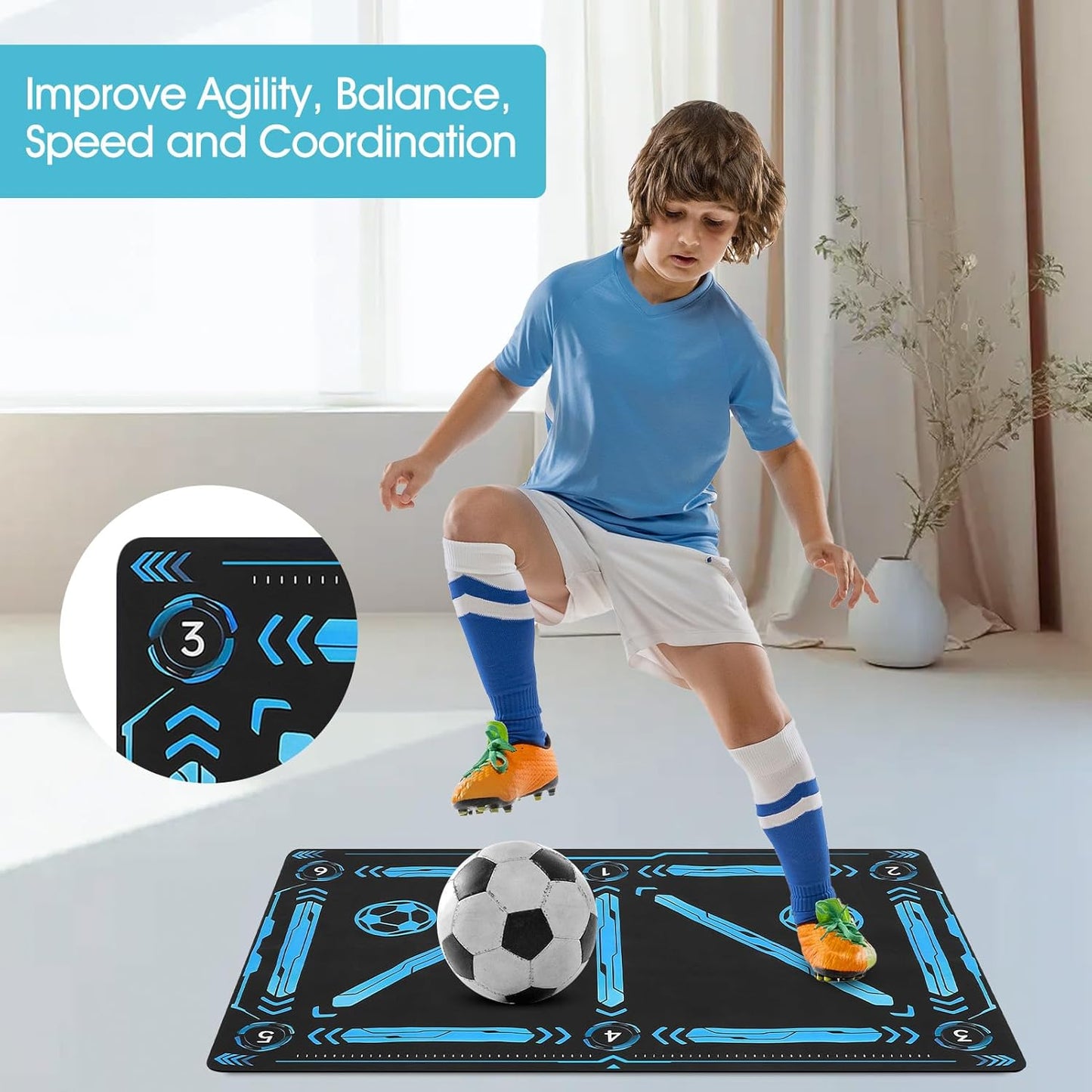 Soccer Training Mat, Football Footstep Training Mat, Agility Footstep Training Equipment for All Levels and Ages to Improve Speed, Good Gift for Football Lover