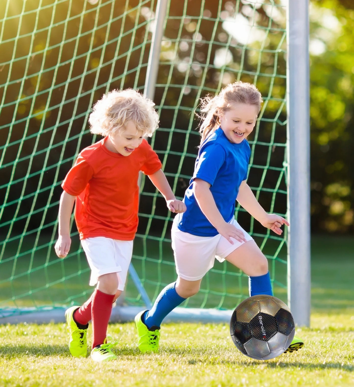 Barocity Mix Silver, Black, Gold Soccer Ball- Premium Soccer Ball Size 3 with Reflective Iridescent Rainbow Hex Pattern, Soccer Ball Boys and Girls, Kids Soccer Ball for Indoor and Outdoor Playtime