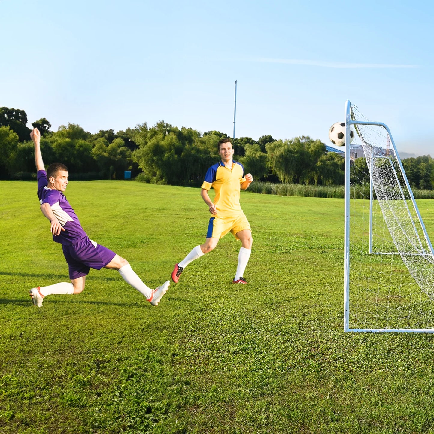Steel Soccer Goal, 24' X 8' for Backyard, Portable Professional Training Goal, 1.97” Frame