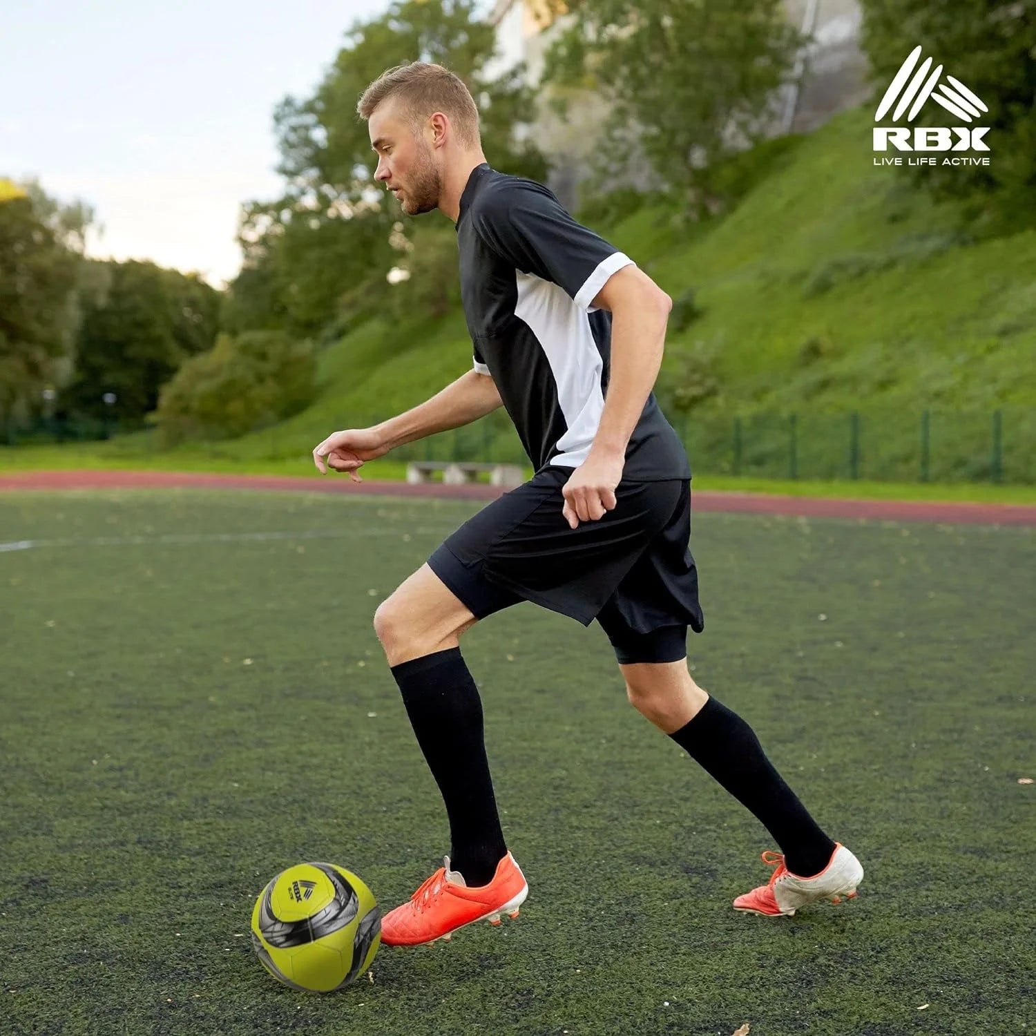 Size 5 Soccer Ball: 32-Panel with Pump, Rubber Bladder, High-Contrast Graphics Adults & Kids
