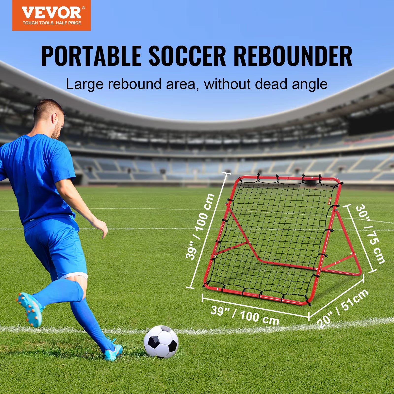 Soccer Rebounder Rebound Net Portable Football Training Gifts Adjustable Angles Goal Net Aids & Equipment Easy Set Up