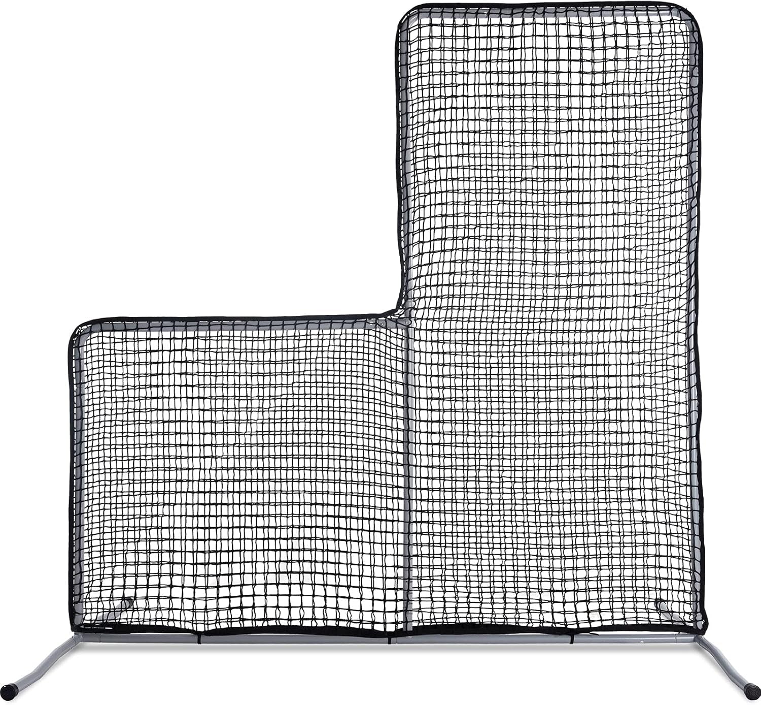 L Screen Baseball Pitching Protective Screen, 7X7FT Baseball Softball Pitcher Safety Protective L Screen (Black Net).