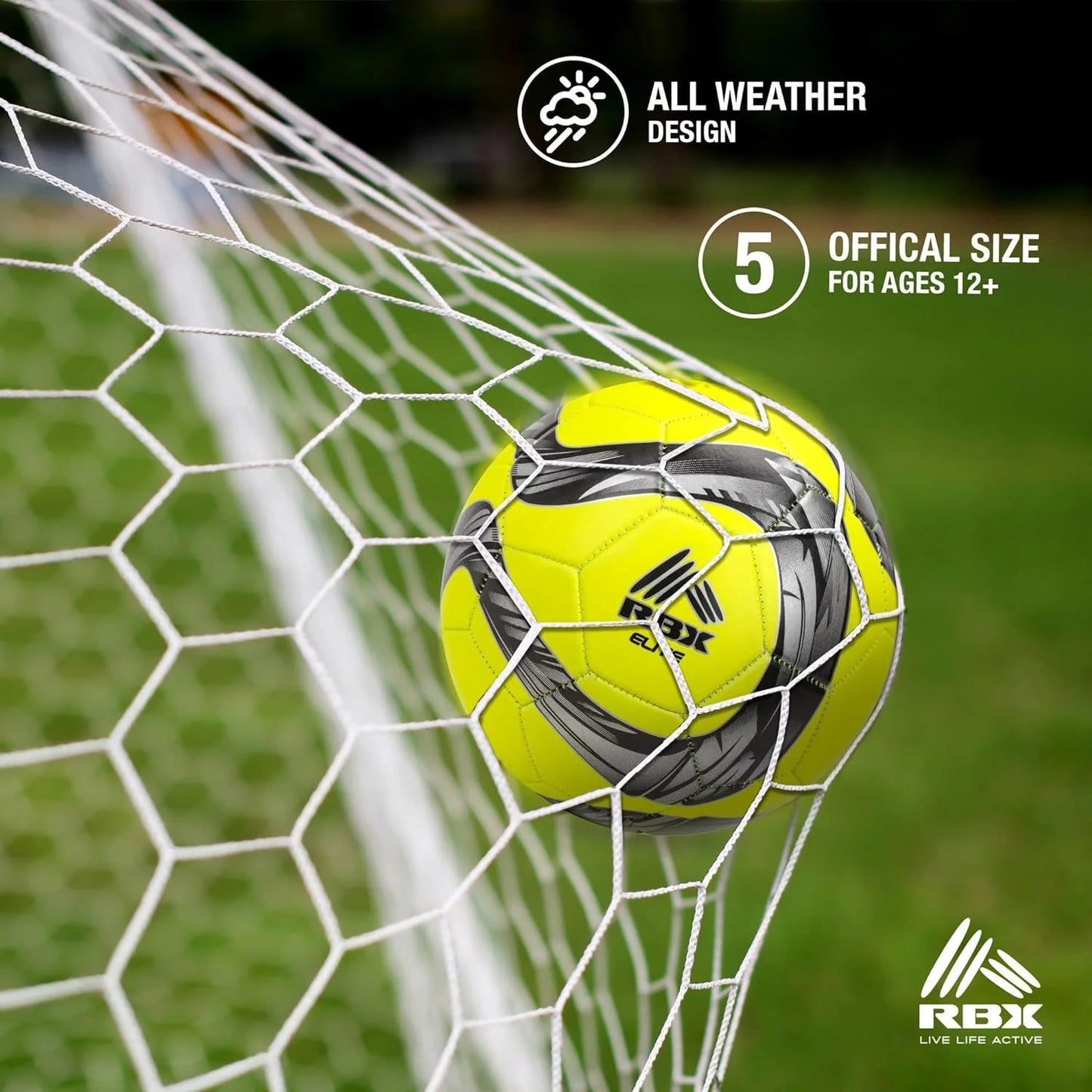 Size 5 Soccer Ball: 32-Panel with Pump, Rubber Bladder, High-Contrast Graphics Adults & Kids